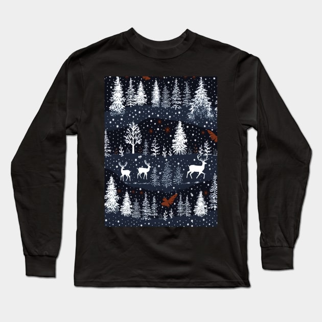 christmas seamless pattern design Long Sleeve T-Shirt by Maverick Media